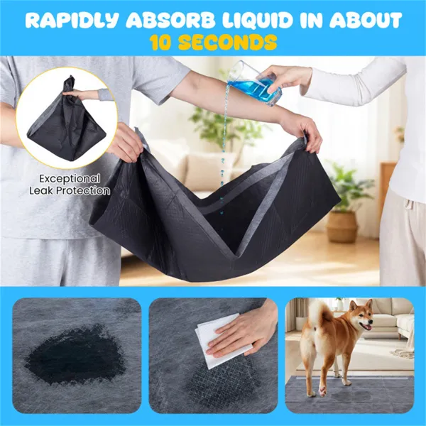 Paquete de 150 Planchas de Carbono Activado para Perros, 35,5"x24", Gran Tamaño 6 Capas Control de Olor para Entrenamiento Canino — imagen 2