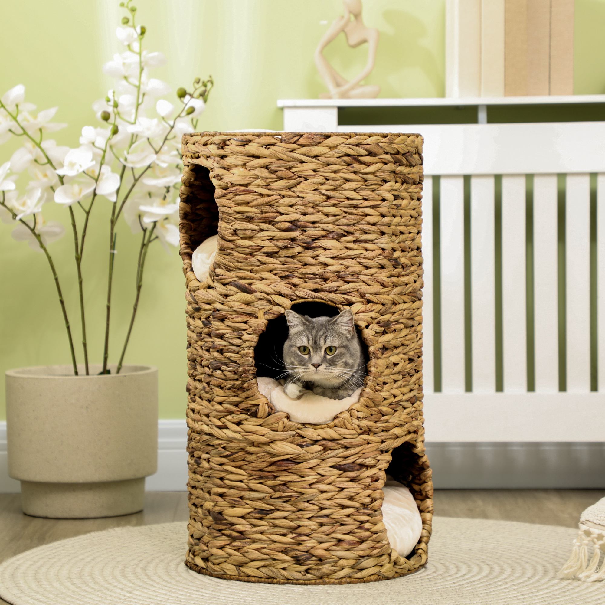 Torre para Gatos de 3 Niveles con Escondites, Colina para Felinos en Interiores — imagen 5