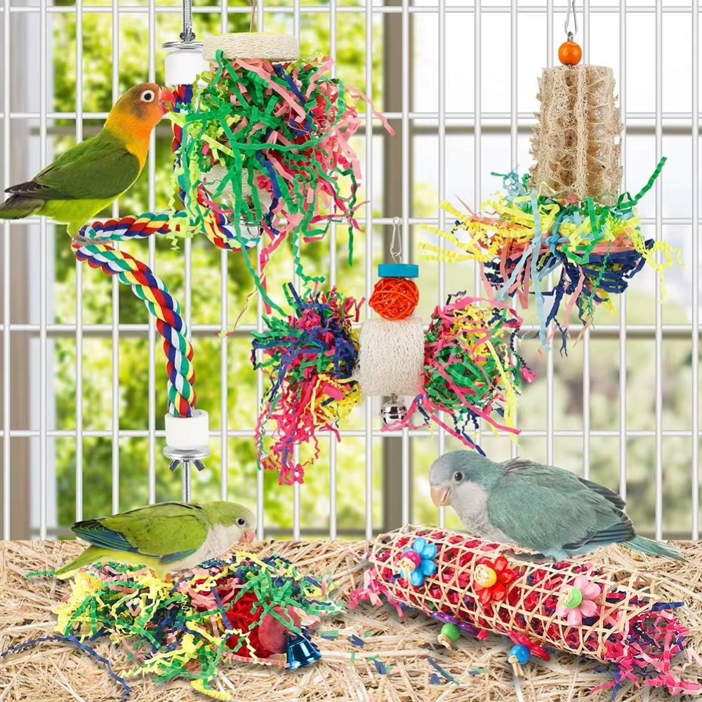 6 PIEZAS Juguetes de Papel para Picar y Forrajear para Aves Colgantes — imagen 1