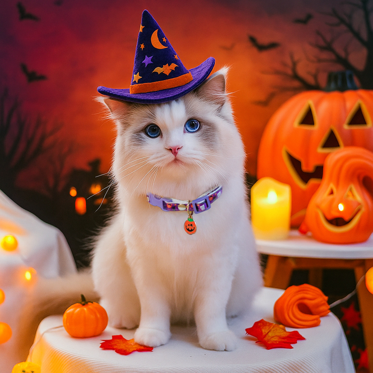 Pet Halloween Pumpkin Head Collar Cartoon Neckwear for Dogs and Cats, Small Dog Accessories — image 2