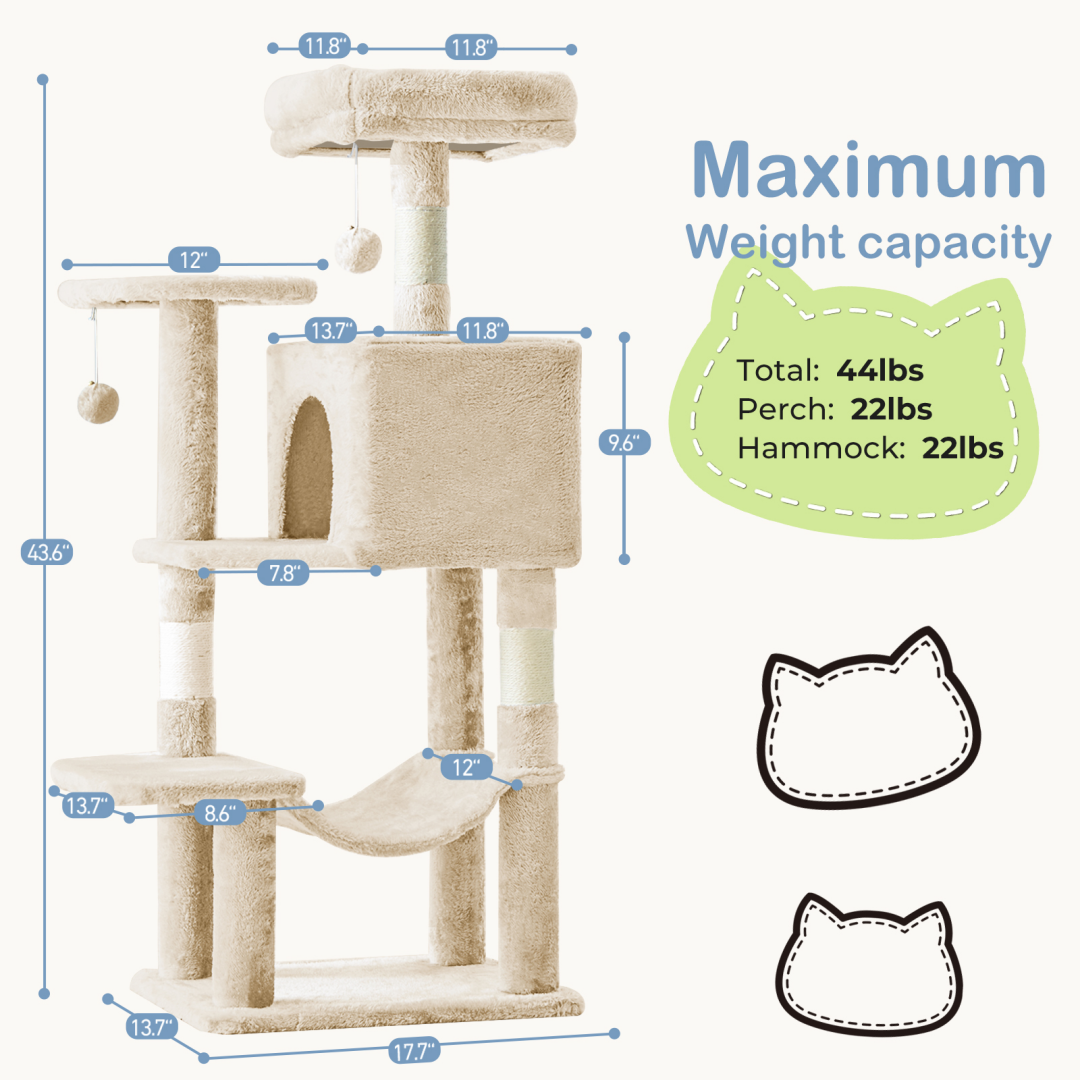 Torre para Gatos de Alto Rendimiento: Arbol Climático con Postes de Escarbar de Sisal Natural — imagen 10