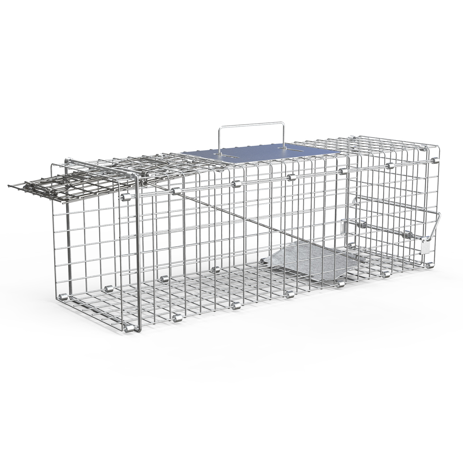 Humane Cat Trap Cage Catch Release Live Animal Rodent Cage Collapsible Galvanized Wire For Small Raccoons Beavers Groundhogs Foxes Armadillos — image 4