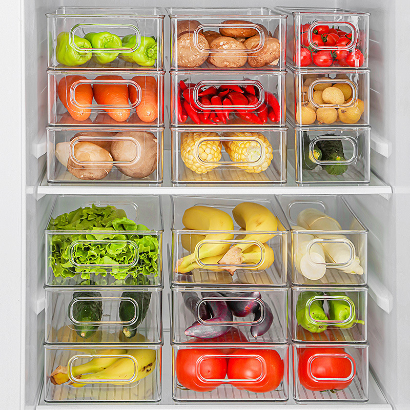 PET Refrigerator Storage Box Portable Fruit And Vegetable Freezer Storage Box Drawer Type Kitchen Beverage Storage Box — image 1