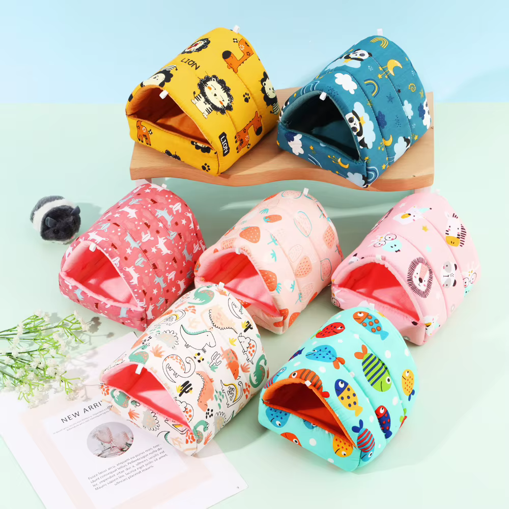 Cute Cartoon Rabbit Squirrel Mini Cage Guinea Pig Nest Small Animal Mice Rat Pet Sleeping Bed Hamster House Winter Warm Soft Mat — image 2