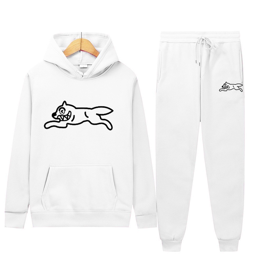 Dog Print Tracksuit Men's Set Fleece Two-Piece Loose Hooded Sweatshirt Pants Set — image 3