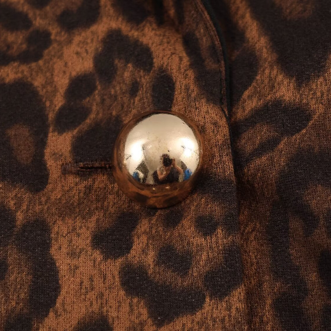 Leopard print double breasted long jacket — image 4
