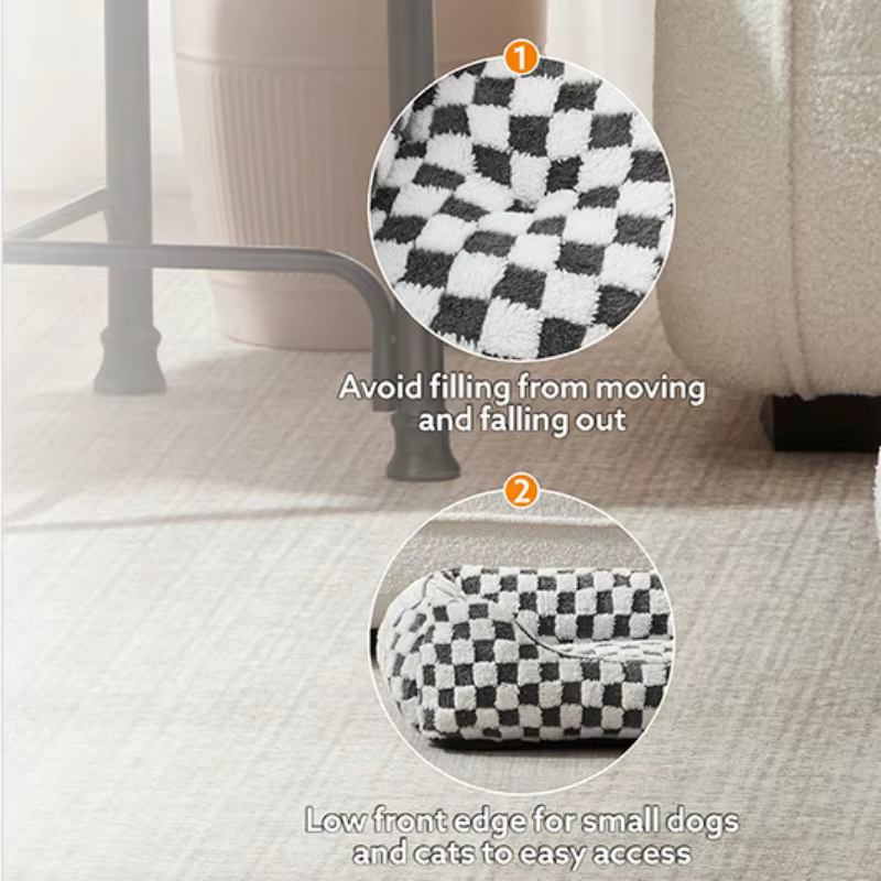 Checkered Pet Bed A Square-Shaped Pet Bed Soft and Comfortable Providing A Deep Sleep Area for Dogs and Cats Winter Warm Pet Pad — image 6