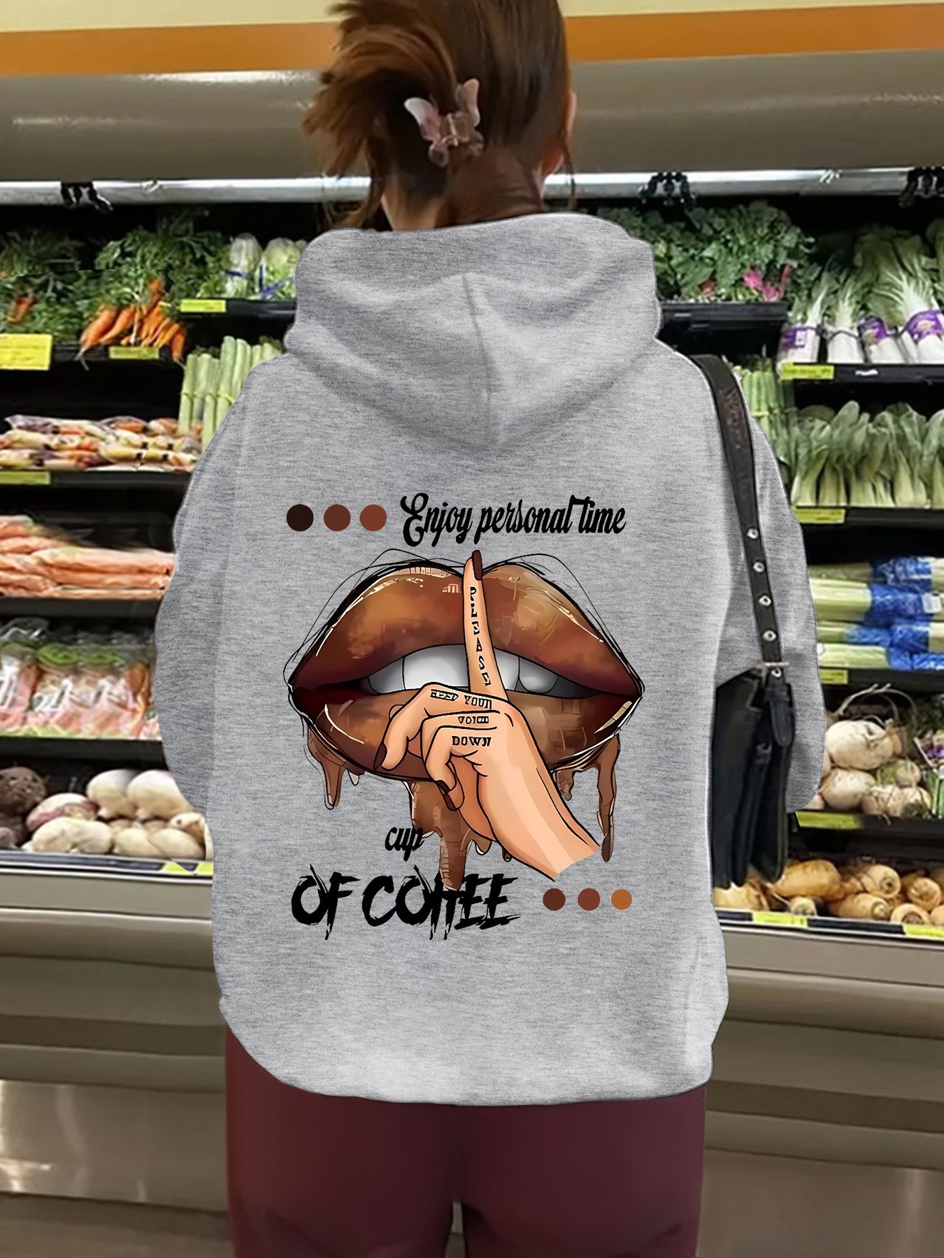 Women's Hooded Long Sleeve Fleece Sweatshirt with Kangaroo Pocket and Print Design — image 11