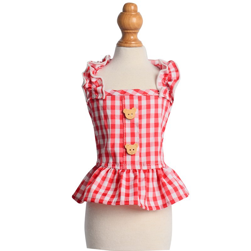 New Spring And Summer Pet Clothes Dog Even Clothes Thin Section Hooded Plaid Ins Pastoral Style Cat Two-Legged Clothes — image 5