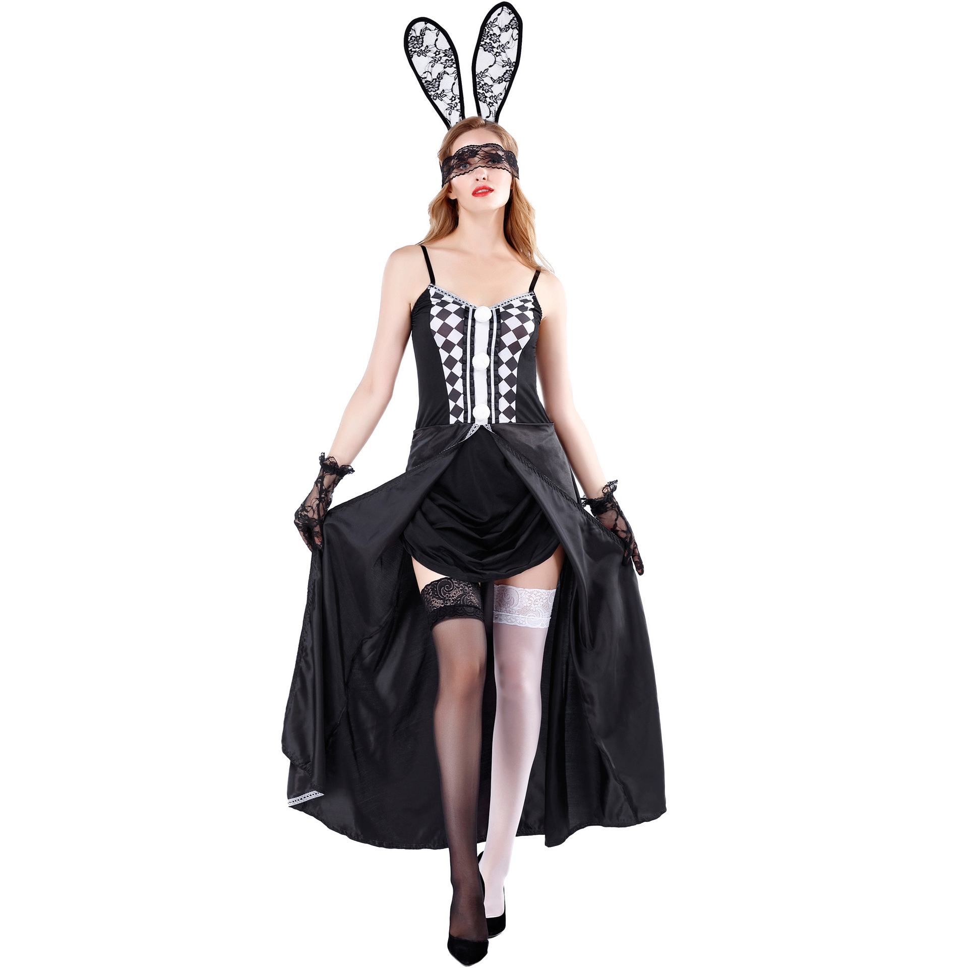 Festival Rabbit Costume Dress Set for Women Cosplay Party Queen Bunny Outfit — image 5