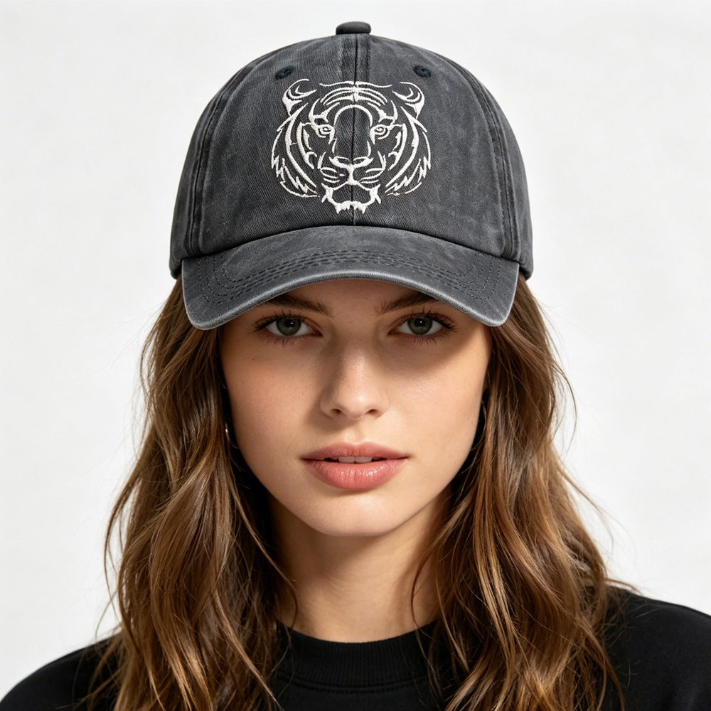 2 Piezas de Gorra de Béisbol Bordada con Cabeza de Tigre - Gorra de Algodón Lavado Estilo Vintage, Ajustable, Perfil Bajo, Gorra de Vida Silvestre para Hombres y Mujeres — imagen 9