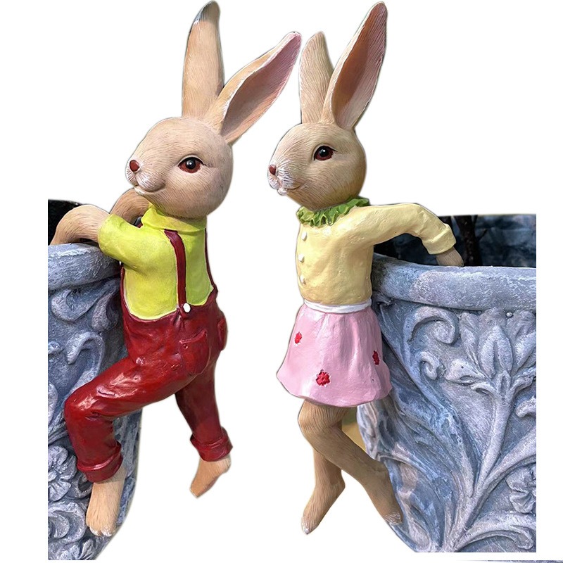 Crawling Bunny Hanging Flower Pot Decoration Balcony — image 1