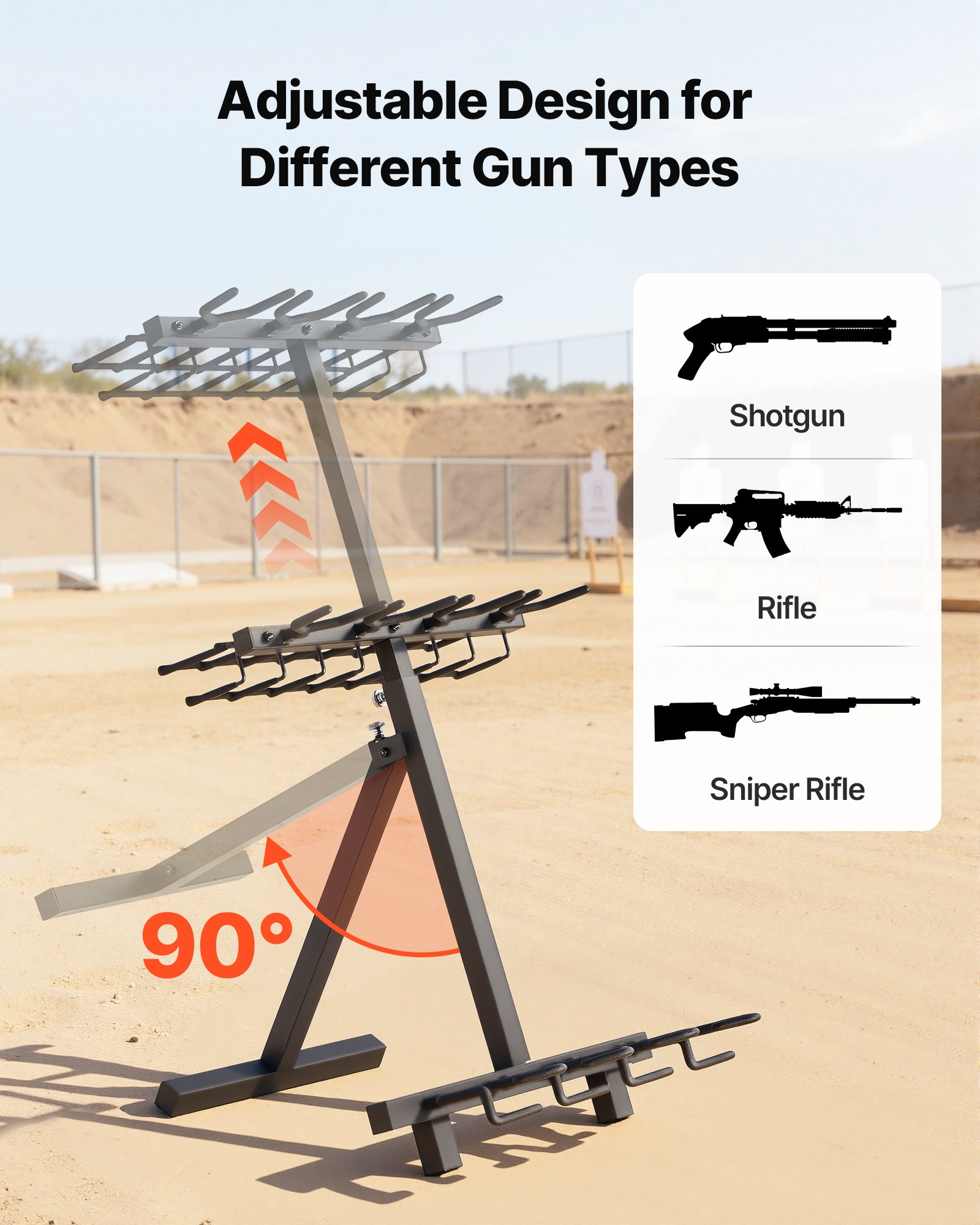 Estantería de Armas Portátil, Plegable, Resistente al Acero para Escopetas y Rifles, Soporte Freestanding para Interior y Exterior, Almacena Hasta 7 Pistolas y 4 Escopetas/Rifles para Caza y Tiro — imagen 4