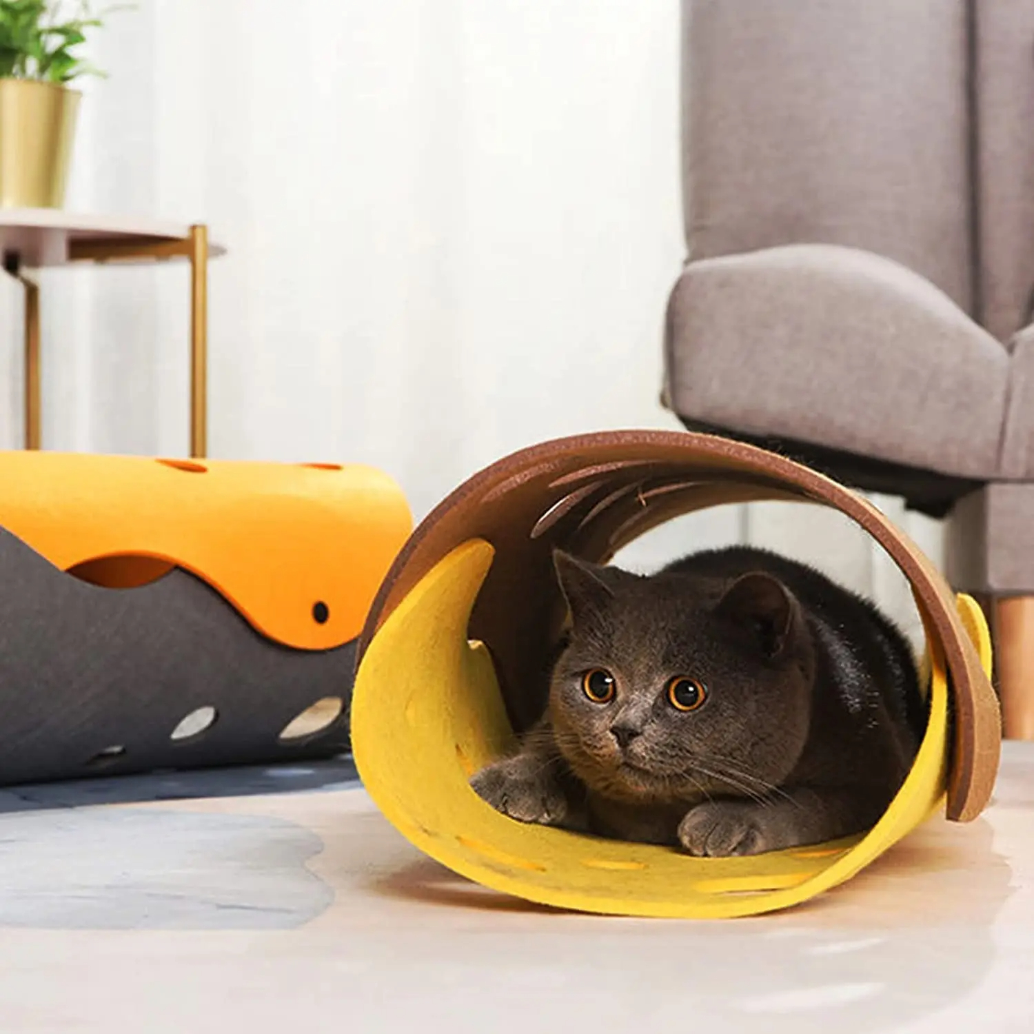 Cat Tunnels Bed Foldable Pet Tunnel Tube Bed with Holes DIY Cats Play Mat Cat Activity Rug Toy for Interactive — image 5