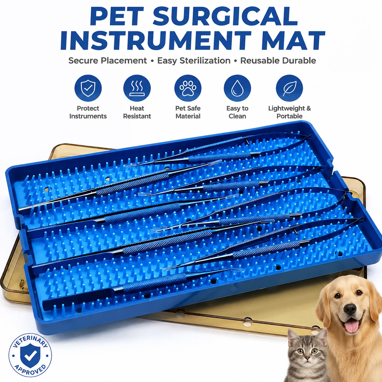 Tapete de Silicona Autoclavable para Bandeja de Esterilización de Instrumentos Quirúrgicos Veterinarios, Almohadilla Aislante para Clínicas Veterinarias y Herramientas Oftálmicas — imagen 1