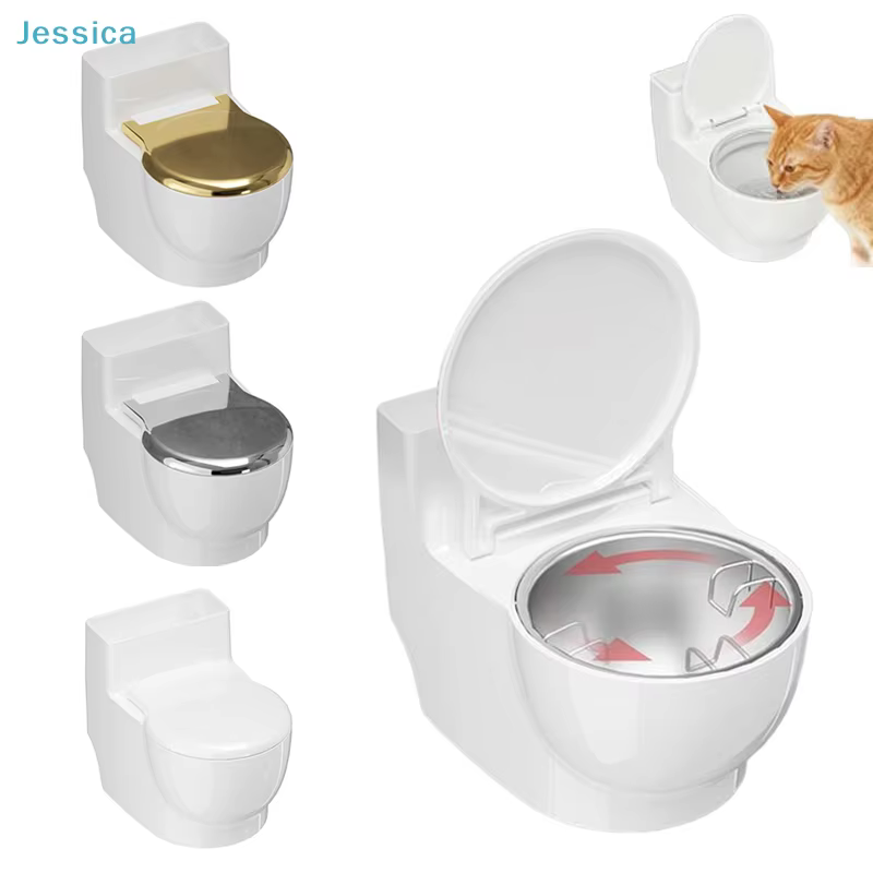Creative Toilet Pet Bowl - Elevated Stainless Steel Feeder with Dust-Proof Lid for Cats & Small Dogs — image 3