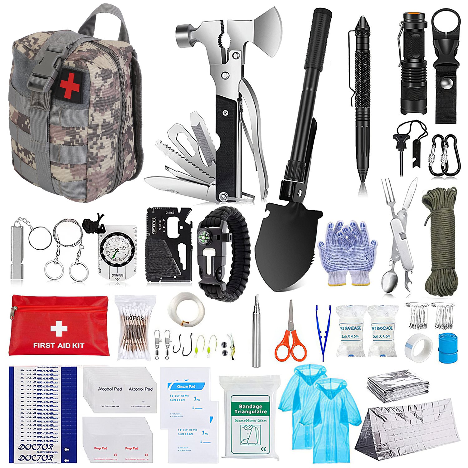 125Pcs Survival Kits Professional Emergency Survival Gear Tactical First Aid Kit Supplies For Outdoor Adventure Camping Hiking Hunting — image 1