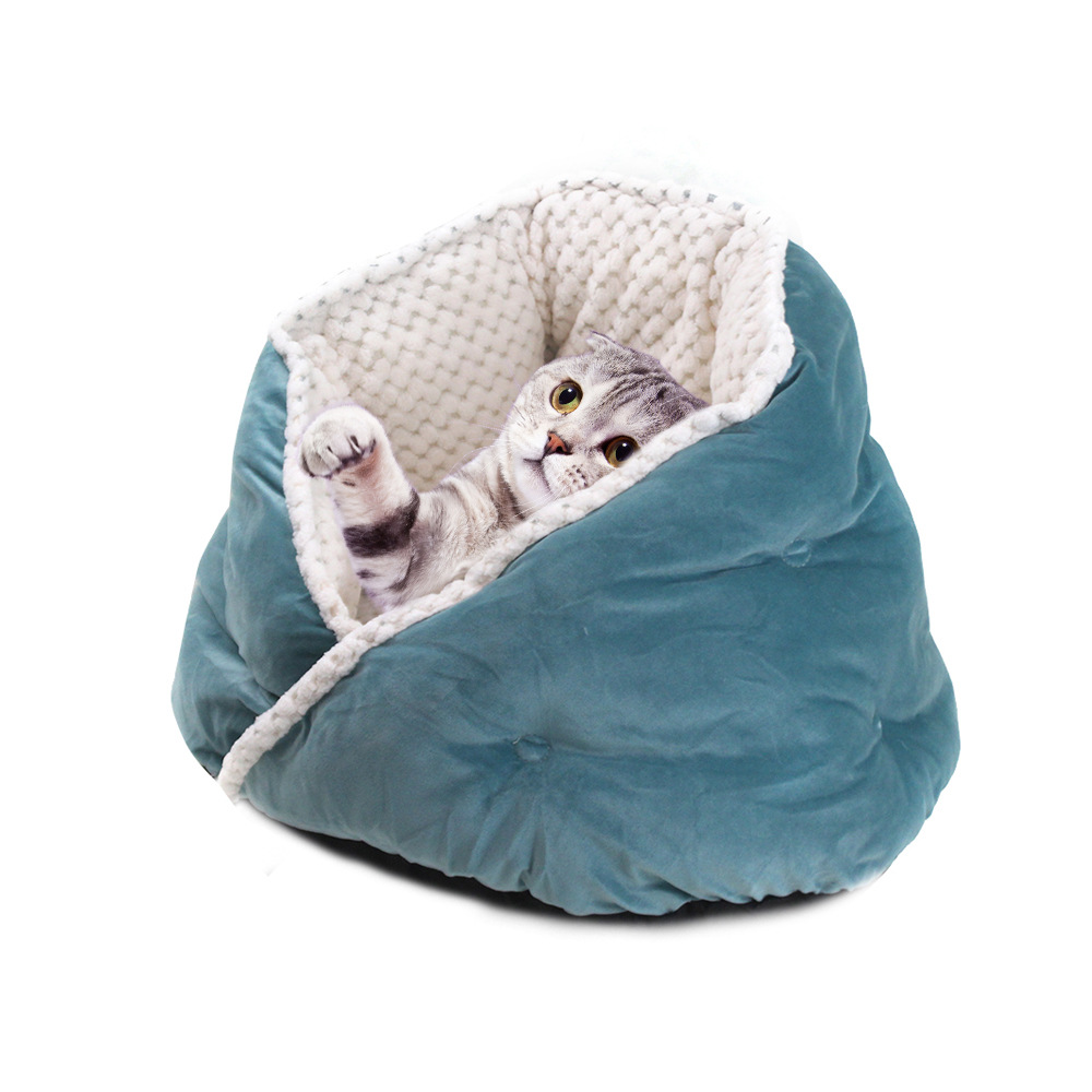 Autumn And Winter Pet Warm Hug Cuddle Round Depth Diamond Creative Soft Beibei Velvet Inner Bile Kennel Cat Bed — image 1