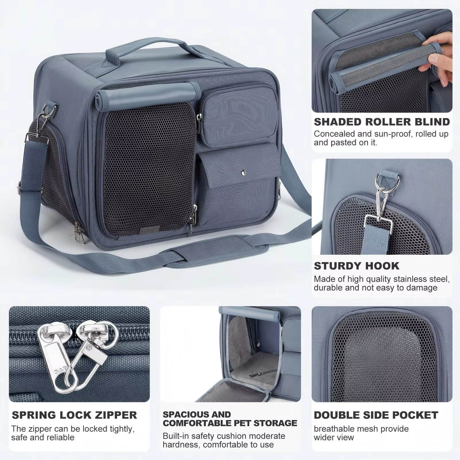 Bolsa de Transporte para Mascotas, Bolsa de Viaje para Mascotas, Transportador para Gatos y Cachorros de hasta 7 kg, Bolsa de Viaje Plegable, Bolsa con Ventanas de Malla para Mascotas Pequeñas — imagen 2