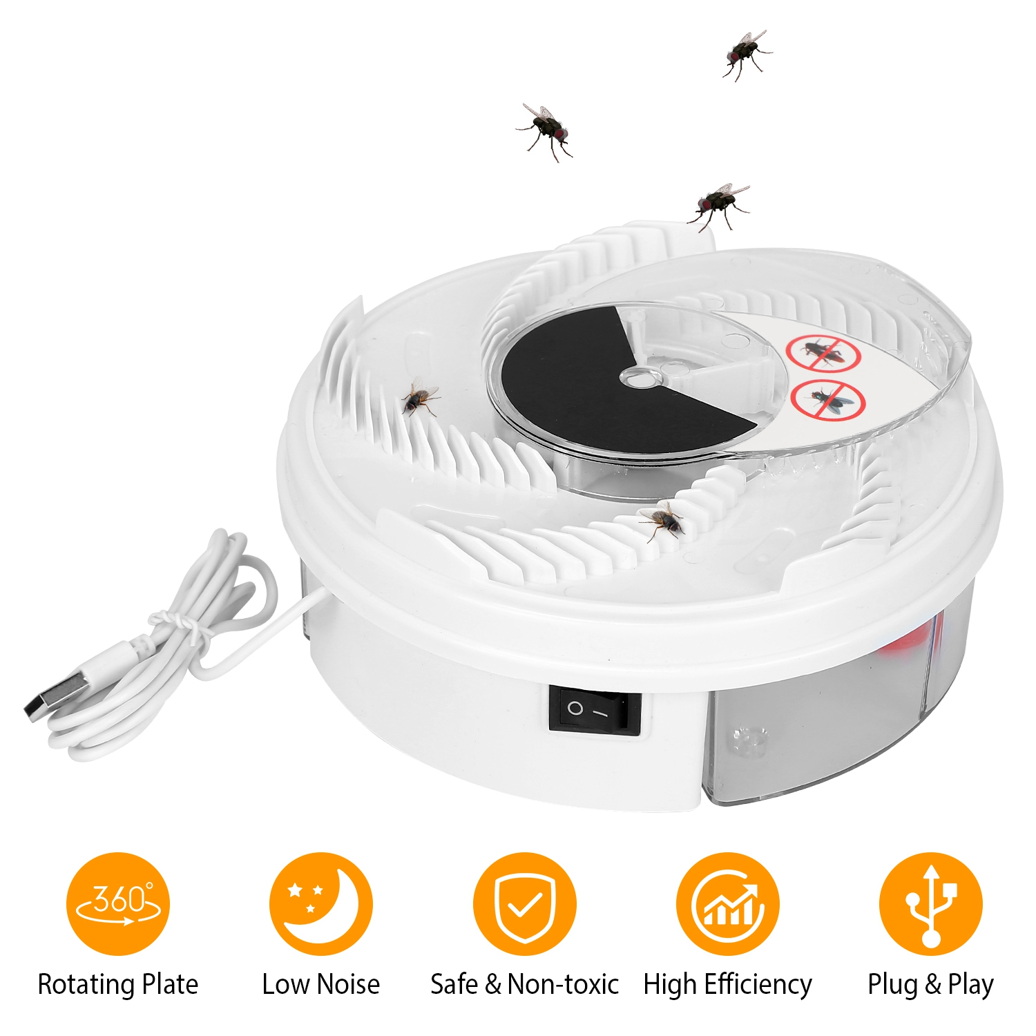 Presa Eléctrica Automática de Moscas con Brazo Rotativo, Repelente de Insectos para Hogar y Restaurante — imagen 5