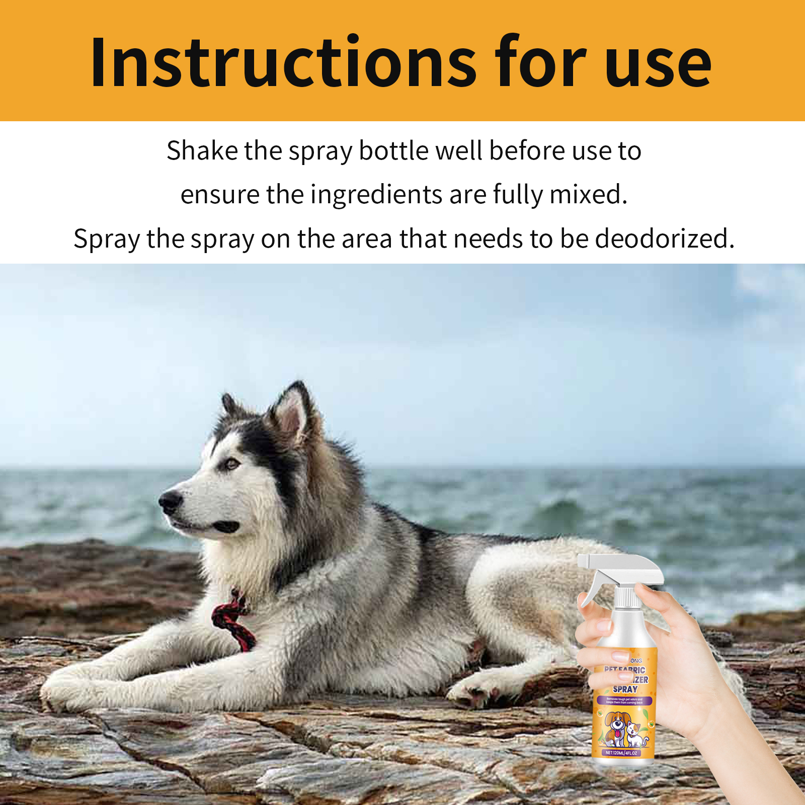 Pet Fabric Deodorizer Spray, Fresh Air Clean Pet Odors Indoor Air Fresh Long-Lasting Deodorant — image 8