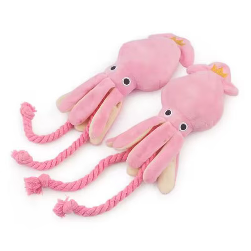 Juguetes para perros; Juguetes para gatos; Pulpo de cuerda de algodón con sonido; Juguetes de masticar duraderos para limpiar dientes; Juguetes interactivos para mascotas — imagen 4