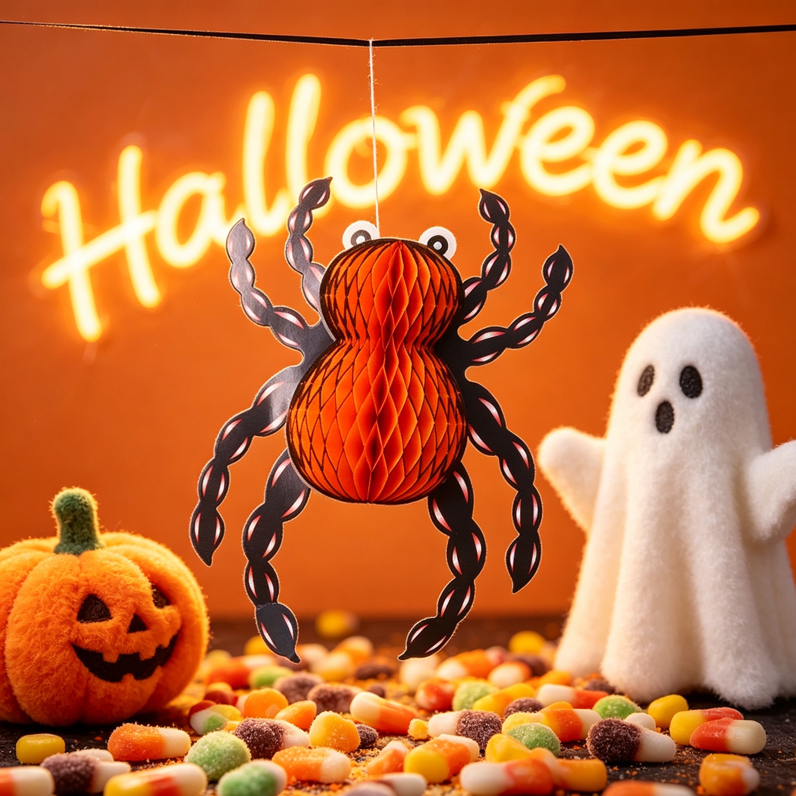 Halloween Honeycomb 3D Spider Haunted House Bar Atmosphere Paper Honeycomb Ball Hanging Decoration Fake Ghost Background Props — image 3
