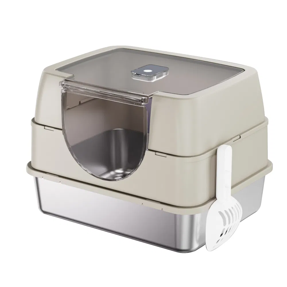 Caja de Arena para Gatos de Acero Inoxidable Totalmente Sellada Blanco - 2025 Mejor Elegido, Bloqueo de Olor, Sin Espolvorear, Limpieza Fácil — imagen 4