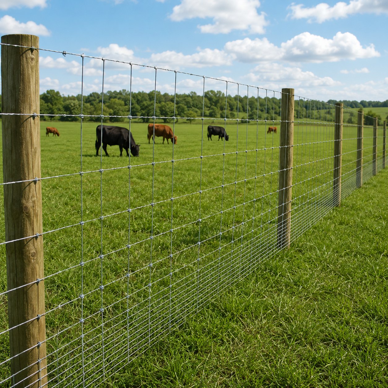Cattle Fence 4 feet x 328 feet - Heavy-duty galvanized wire fence and wire mesh fence, suitable for pigs, goats, sheep, and deer; ideal goat fence, deer fence, livestock pen protection — image 2