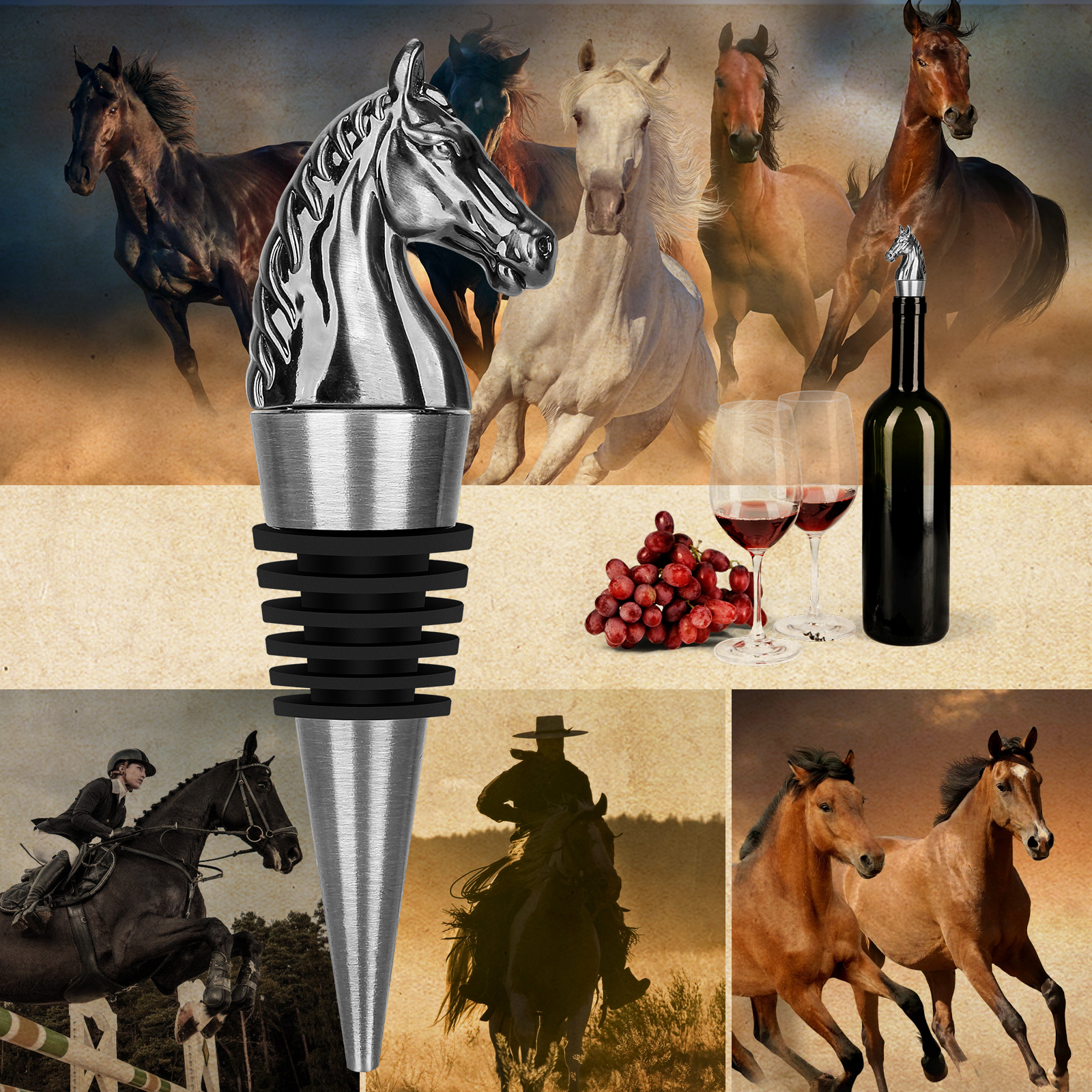 Luxury Horse Head Wine Bottle Stopper Animal-shaped Wine Stopper For Preserving Red Wine, A Kitchen Storage Gift, A Birthday Gift For Universal Wine Preservation Supplies — image 5