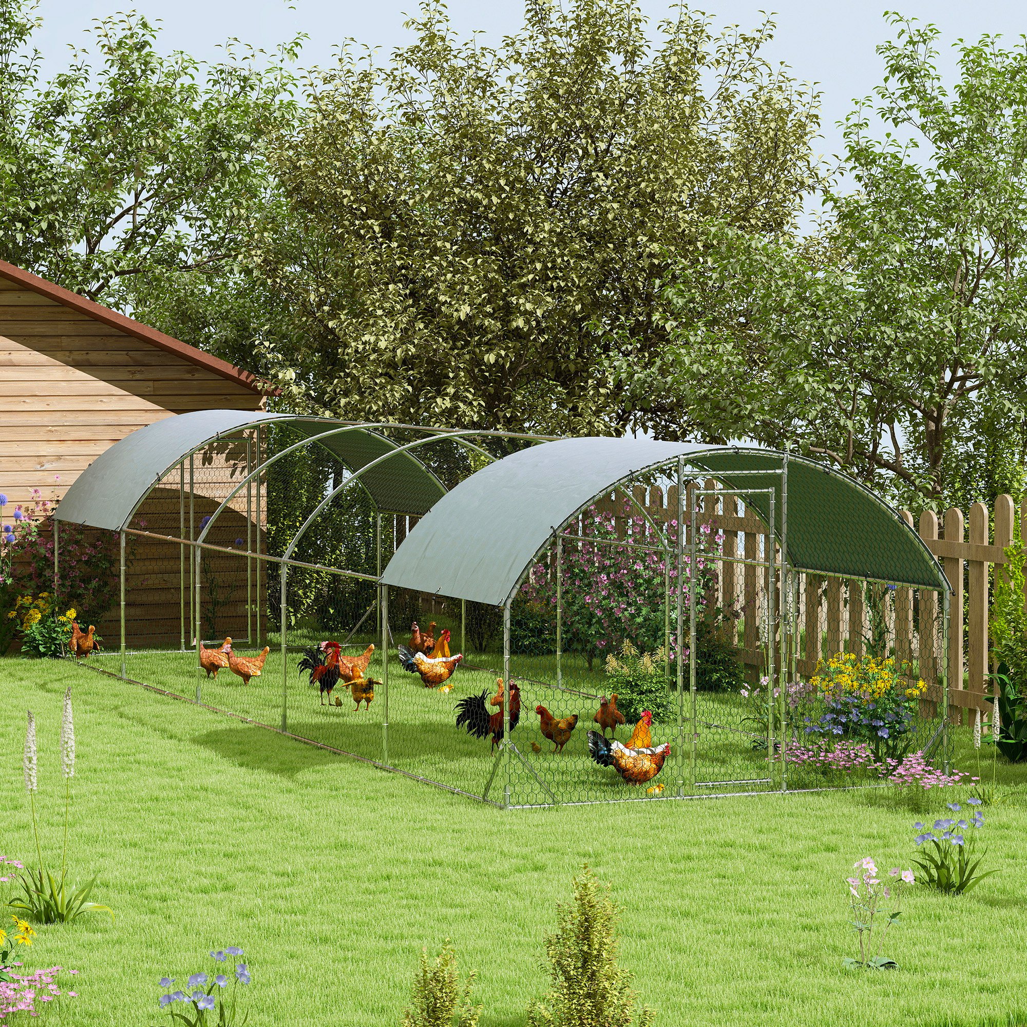 Large Metal Chicken Coop with Waterproof and Anti-UV Cover for Yard, Outdoor, Duck, Rabbit, 9.2 x 31.2 x 6.5 — imagen 4