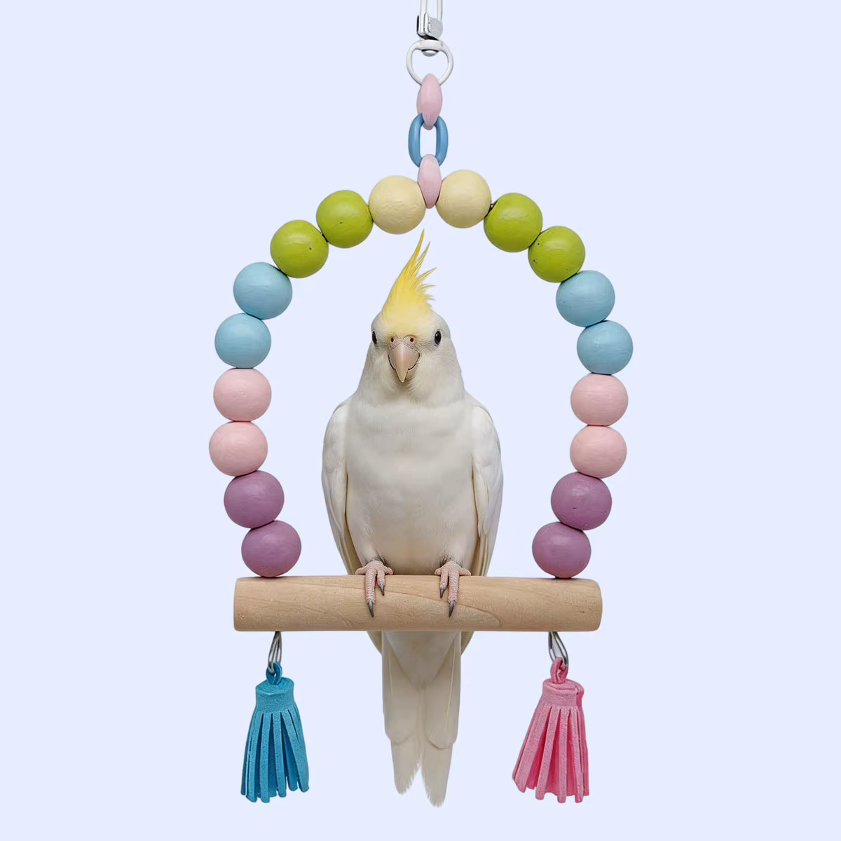 Parrot Swing Birdcage Accessories, Small and Medium-Sized Pet Toys Wooden Swing Biting to Relieve Boredom Perch Station Pole — image 1