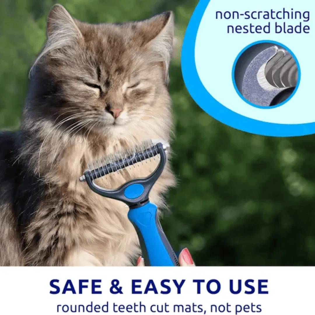 Blue pat your pet hair removal dog brush for hair removal - indoor cats use cat brush, long and short haired dogs use double-sided cat brush for hair removal and beauty tools, skin friendly — image 4