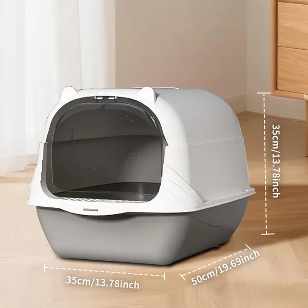 2026 Top Rated Fully Enclosed Cat Litter Box, Gray - Odor-Locking, Portable With Scoop & Litter Mat — image 6