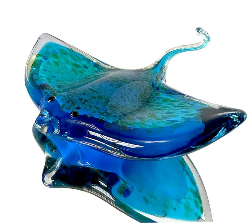 Colored glass ornament crystal manta ray sea fish for living room — image 4