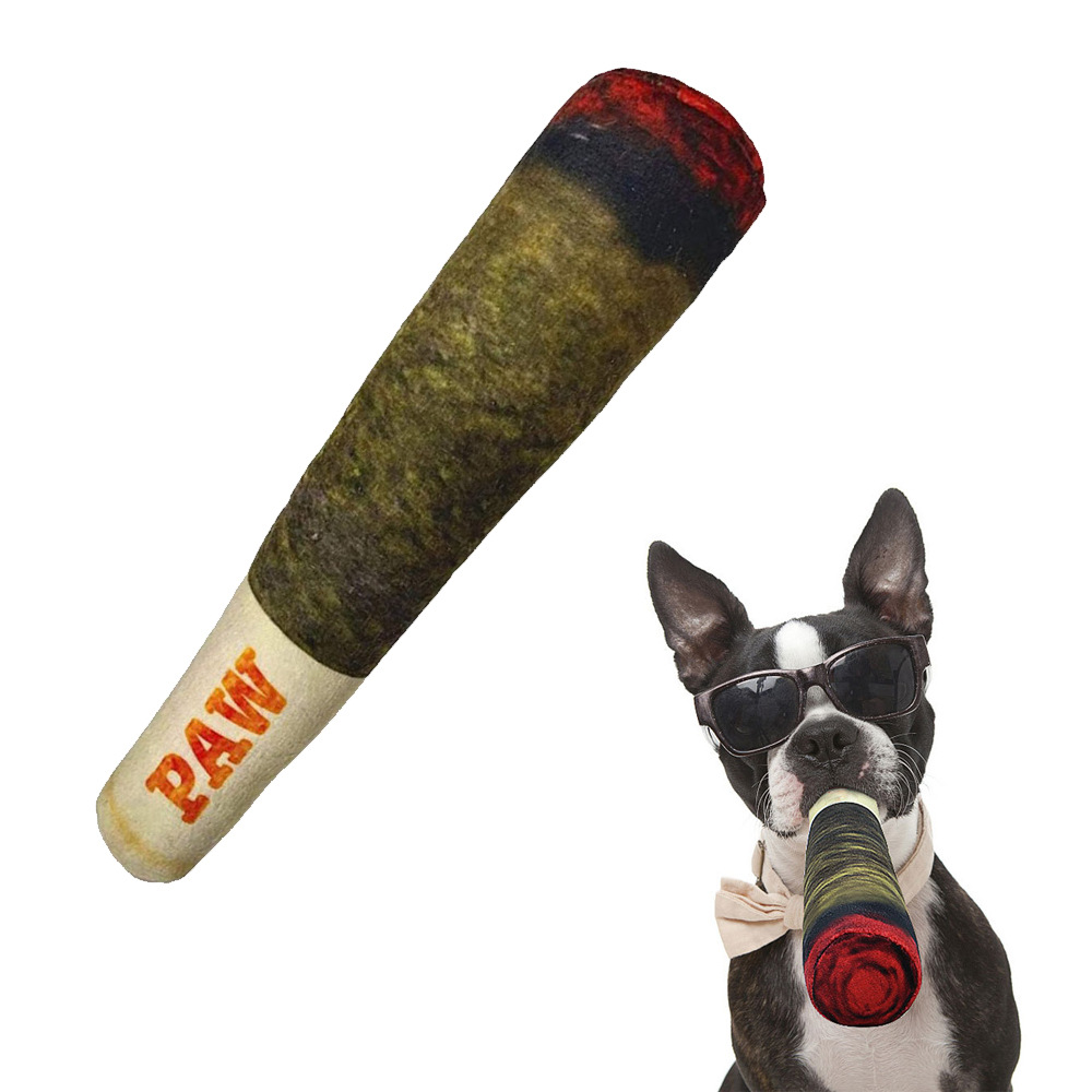 Dog voice toy green simulation cigar plush pet toy — image 2