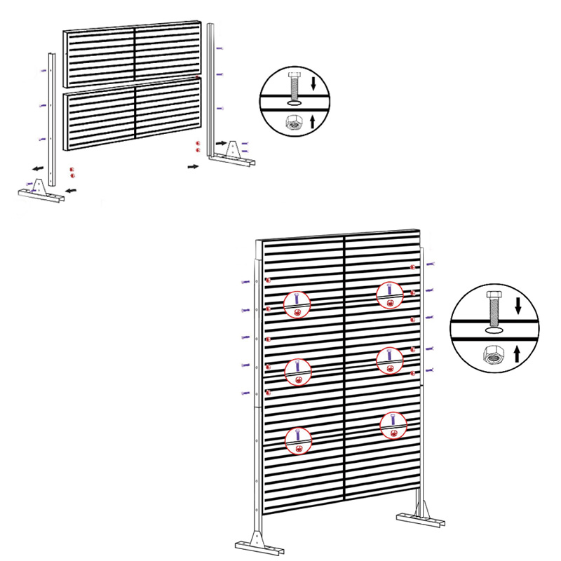 70.87" H × 46.06" W White Metal Privacy Screen, Freestanding Slatted Patio Divider Fence, Coastal & Beach House Decor, Indoor Room & Sunroom Partition, Kid Play Yard & Pet Safe Outdoor Deck Balcony Ba — image 5