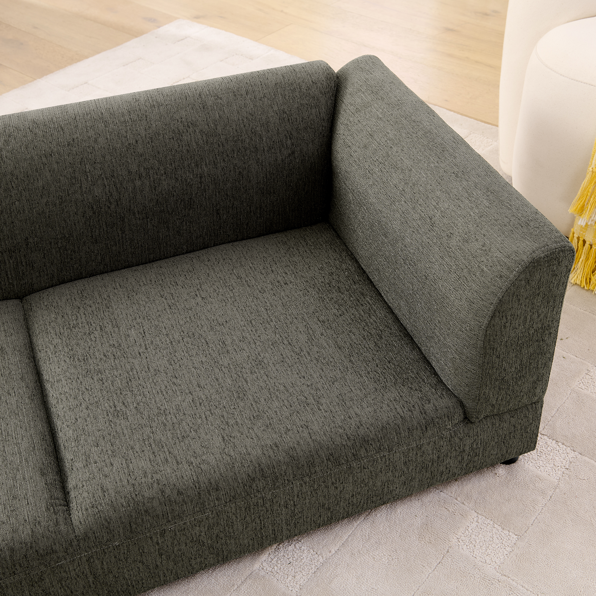 Comfortable Oversized Pet Sofa For Medium Large Dogs - Modern Rectangular Design With Backrest, Armrests & Soft Cushion -Dark Gray 56.x26x17 — imagen 4