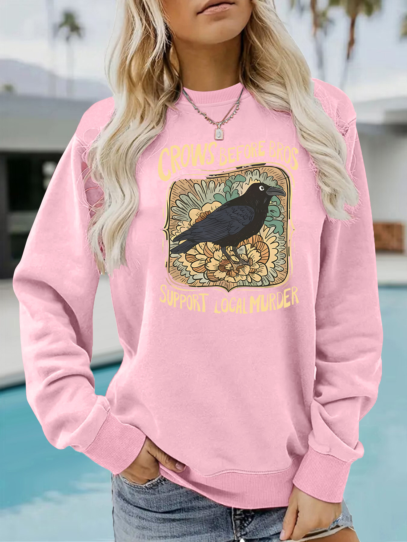 Letter crow print hoodie — image 8