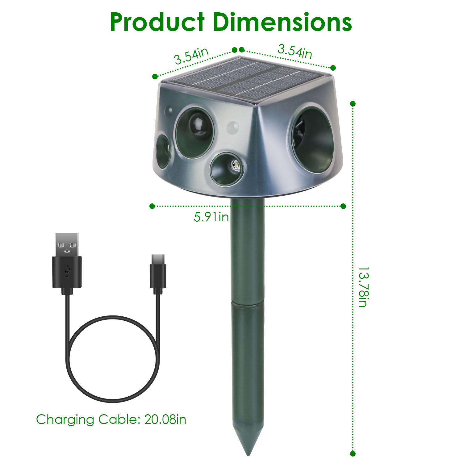 Ultrasonic Solar Animal Repeller Outdoor Mole Snake Squirrel Repellent Waterproof With 3 Modes Motion Sensor Vibration Stake For Farm Garden Yard — imagen 4