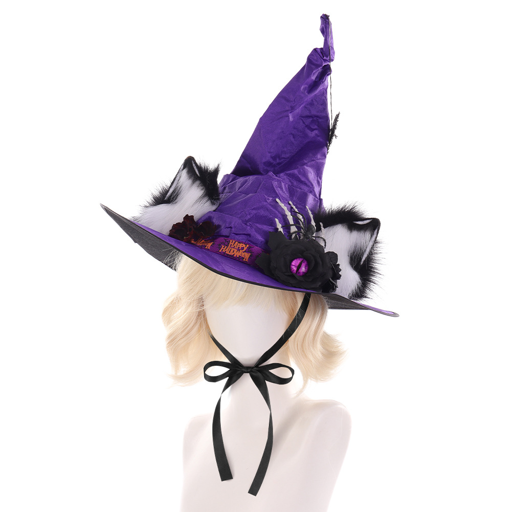 Sombrero de Bruja con Orejas de Animal Fuzzy para Cosplay de Halloween — imagen 2