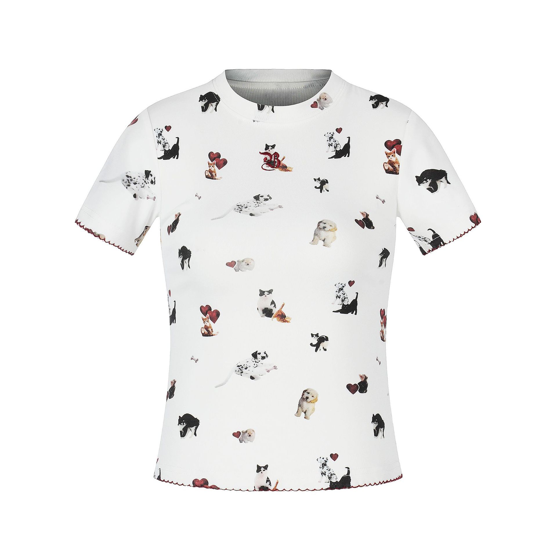 Dog Hair Print Short Sleeve T-Shirt for Women Slim Fit — image 1