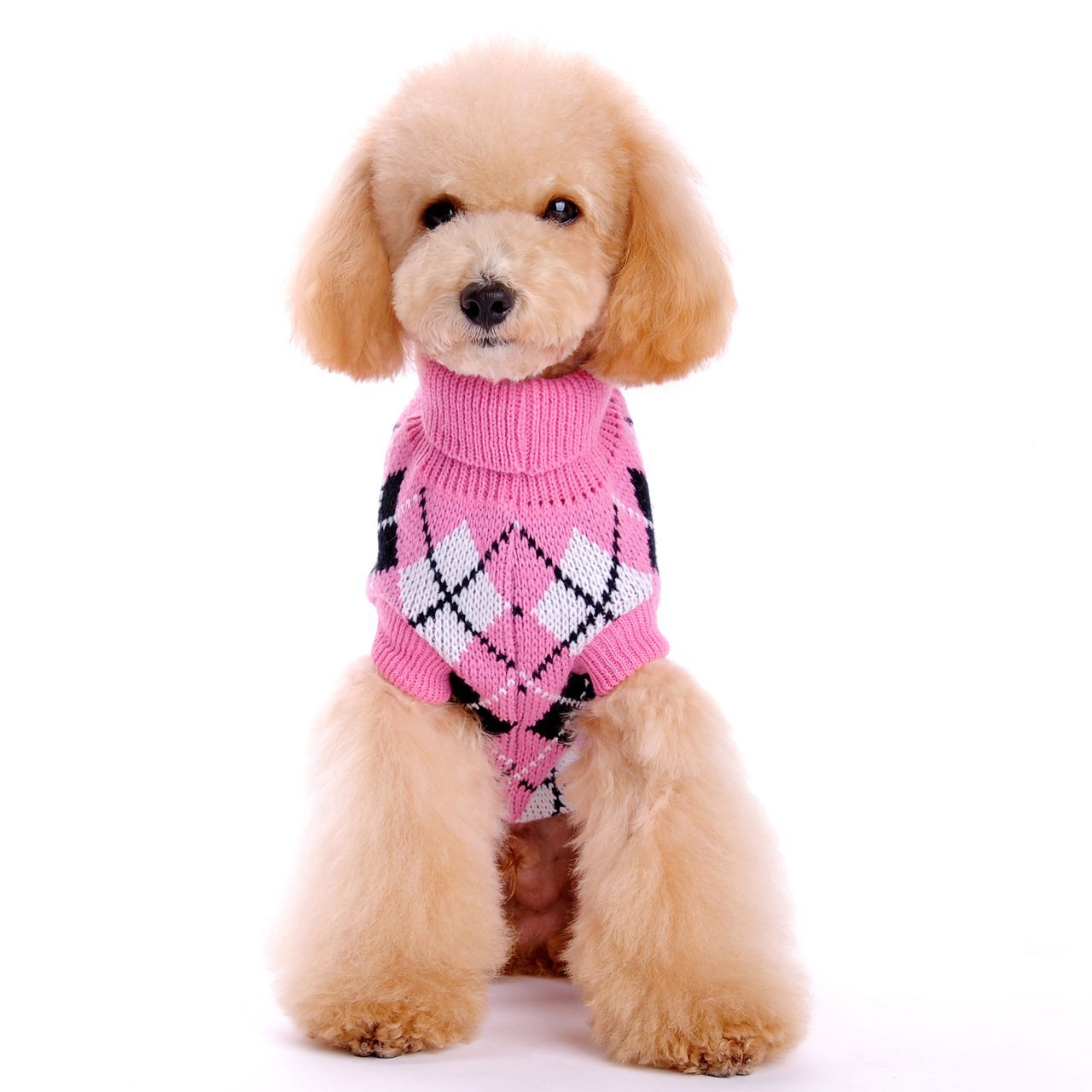 Ropa de Perro para Otoño e Invierno Sudadera Geométrica Rombo de Cuadrado Chaqueta de Lana para Mascotas Ropa de Teddy, Bichón, Poodle y Chihuahua — imagen 5