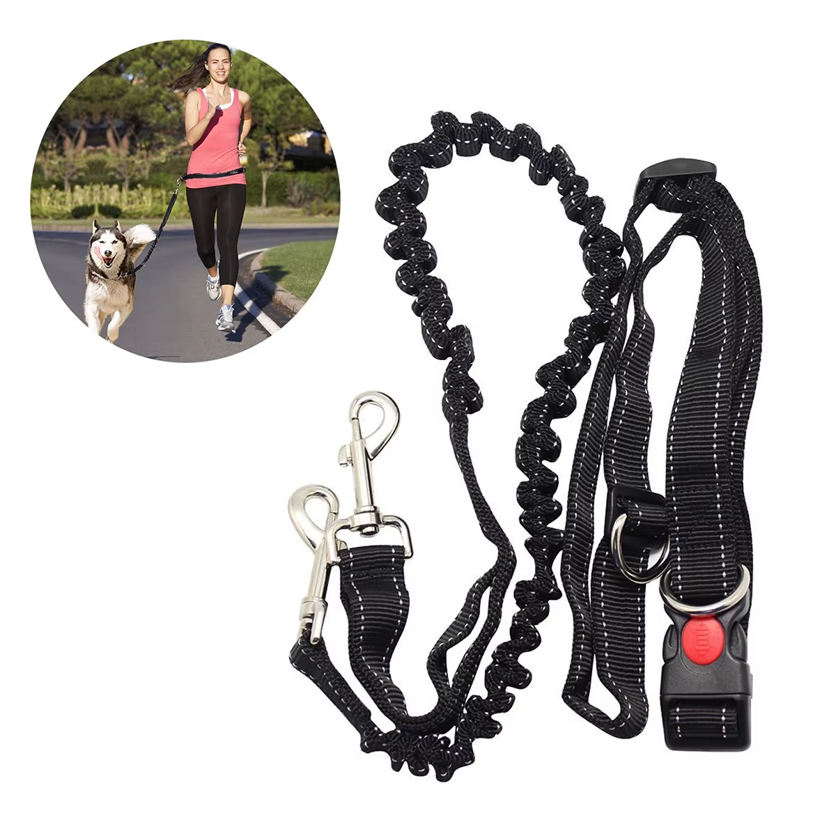 Correa para Perro Manos Libres Ajustable, para Caminar, Correr y Trotar, con Cinturón de Cintura y Correa de Pecho — imagen 1