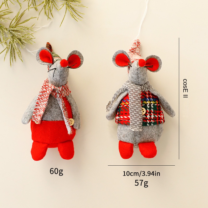 Christmas Mouse Plush Toy, Small Mouse Christmas Decoration Ornament Holiday Figurine for Display — image 8
