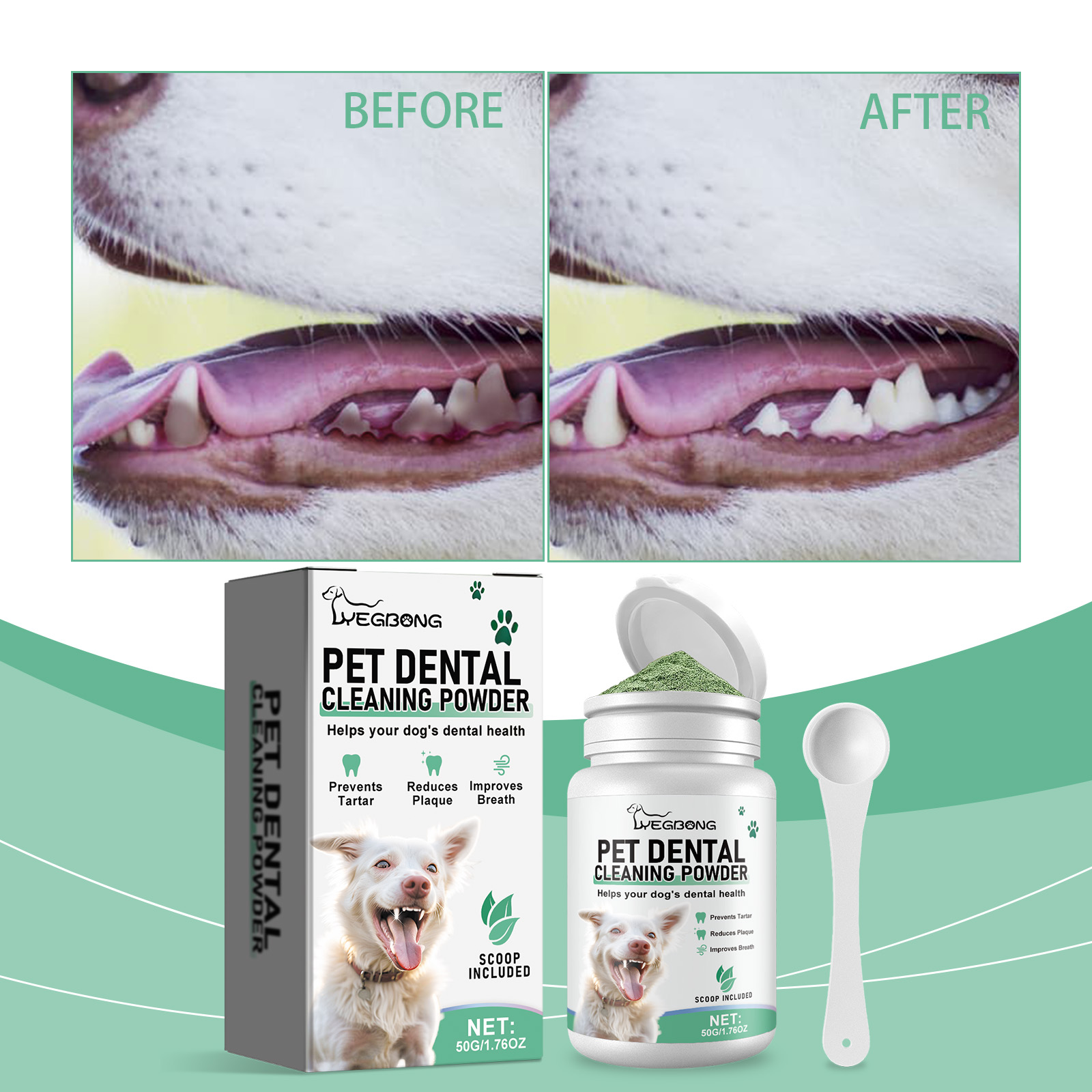 Yegbong Tooth Cleaning Powder For Dogs, A Gentle Formula To Freshen Breath And Protect Pet Oral Health Cleaning Powder — image 3