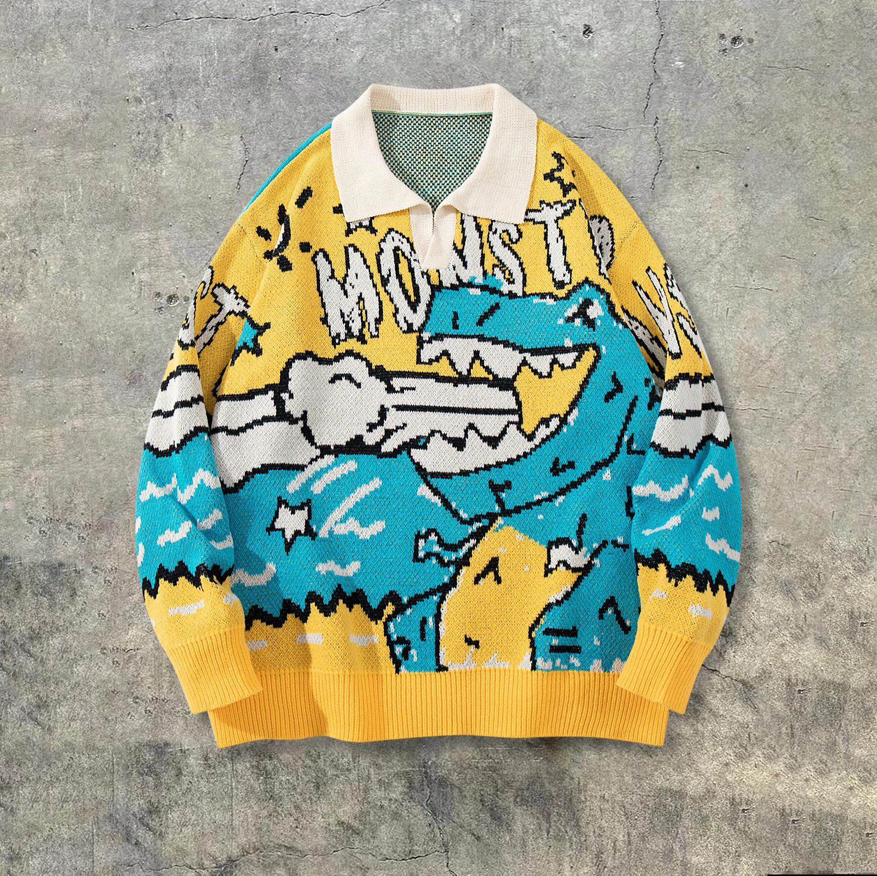 Dinosaur long sleeved loose sweater for men — image 3