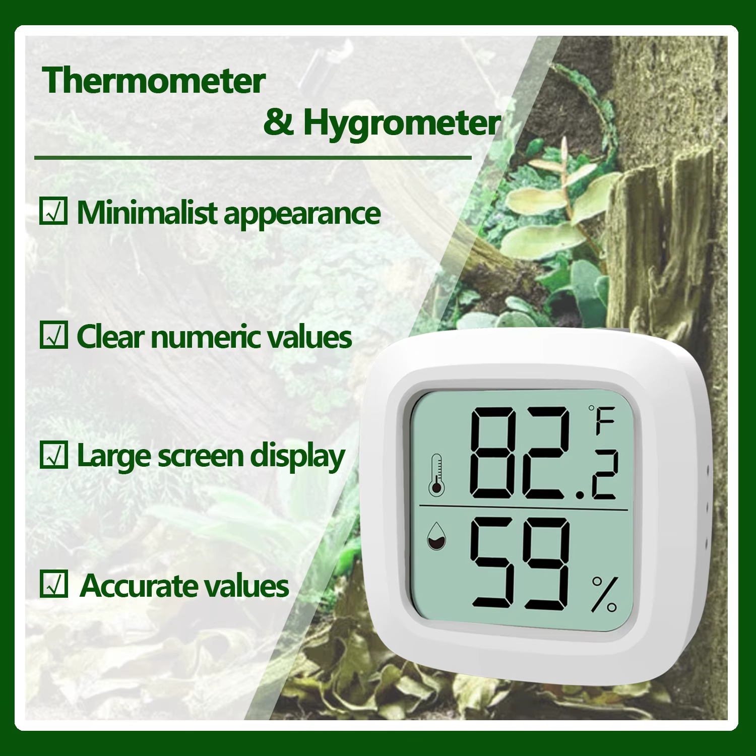 Termómetro y Higrómetro para Reptiles – Medidor Digital Preciso de Temperatura y Humedad con Pantalla LCD para Accesorios de Tanque de Dragones Barbudos — imagen 3