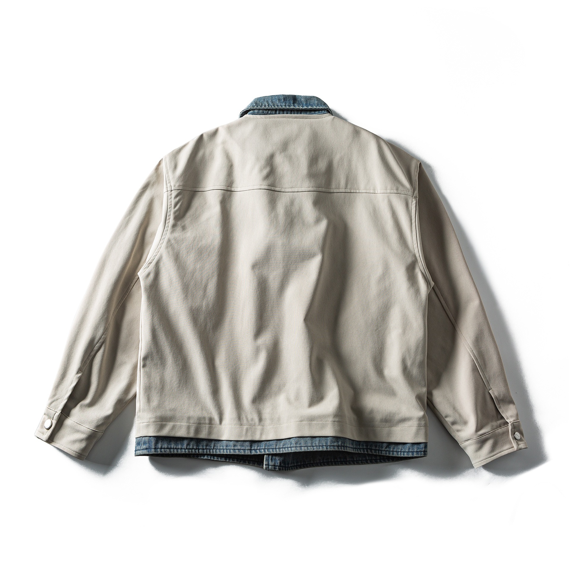 Color-Blocked Denim Fake Two-Piece Loose Versatile Barn-Style Jacket — image 3