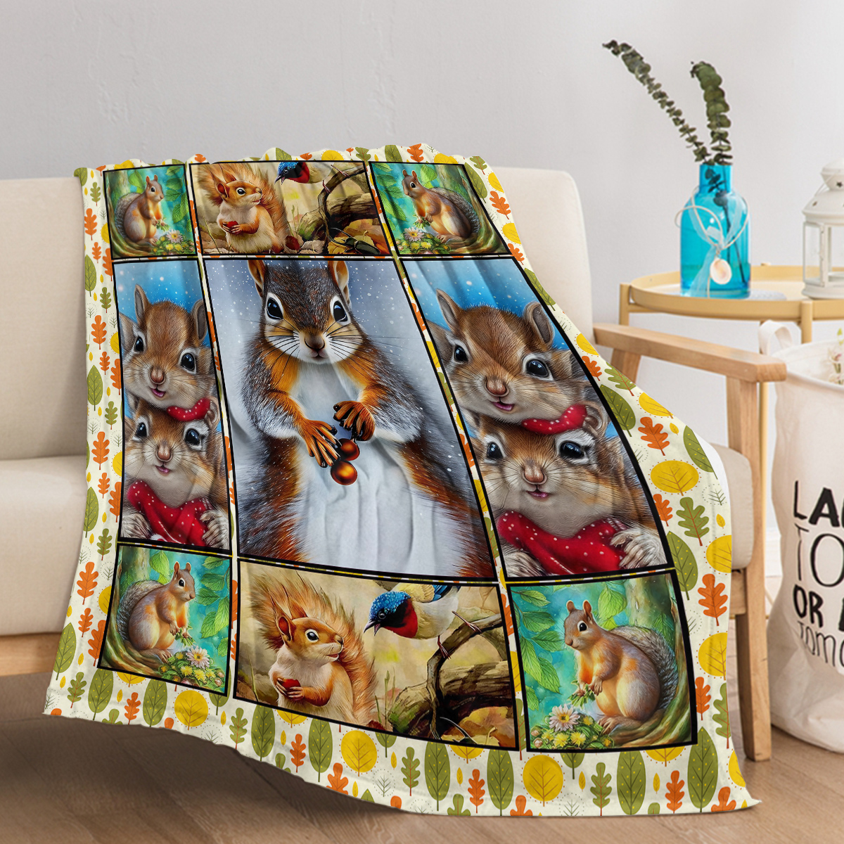 Cute Cartoon Squirrel Printed Blanket, Soft And Skin Friendly Casual Blanket, Cover Blanket, Multi Scene Warm Decorative Blanket, Suitable For All Seasons — image 2